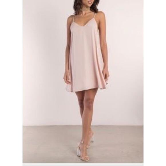 Tobi Dress Womens Medium Pink V Neck Shift Slip Line Stretch Mini - Picture 1 of 8